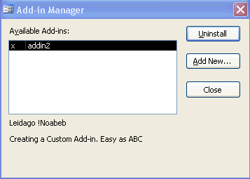 The Add-In manager dialog box