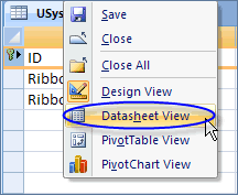 Choose the datasheet view