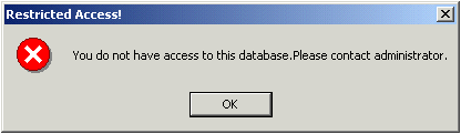Error message showing Restricted Access Alert