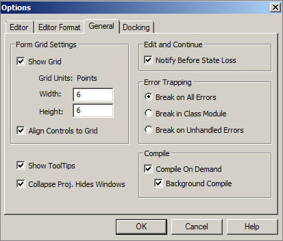 Error Trapping Options