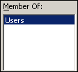 Showing the Admin remains a member of the Users group only.