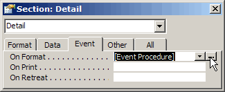 Adding the Event Procedure to the On Format event