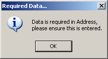 Message displayed when user tries to leave form without entering data.