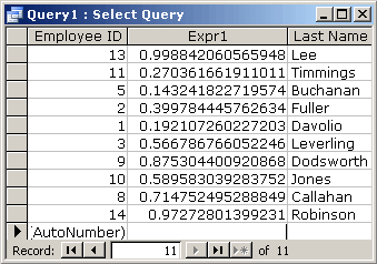 Displaying Top 10 results based upon the Rnd() function