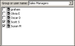 Users assigned to the Sales Managers Group