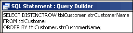 SQL SELECT statement used for the RowSource of the combo box